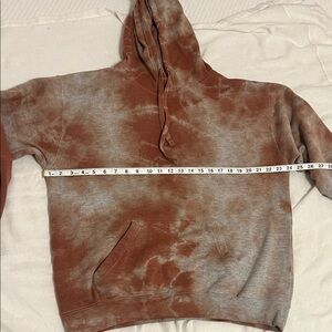 Tie-Dye Rust and Gray Pullover Hoodie - grunge unisex Sweater